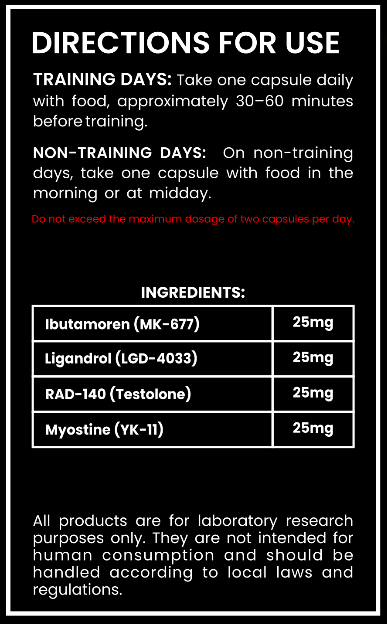 Ultimate Mass Stack – MK-677, LGD-4033, RAD-140 & YK-11 100mg Capsules