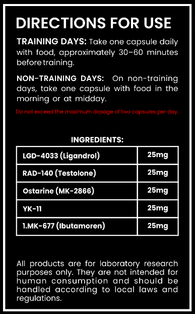 Advanced Muscle Stack – LGD-4033, RAD-140, Ostarine, YK-11 & MK-677 125mg Capsules