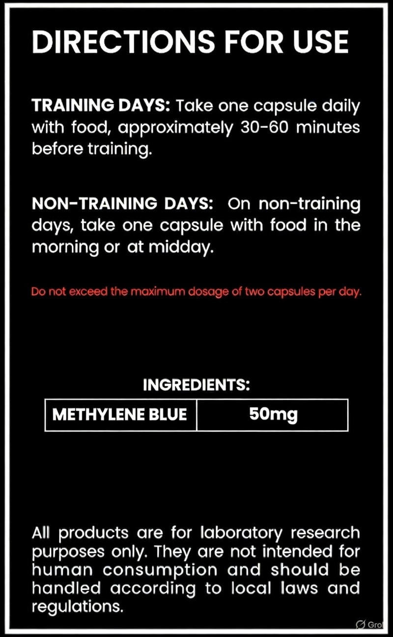 Methylene Blue 50mg Capsules – Lab-Grade Cellular & Mitochondrial Research