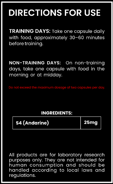 S4 (Andarine) SARM 25mg Capsules – Advanced Lean Muscle & Fat Loss Research Compound
