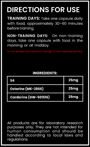 Intermediate Cutting Stack – S4, Ostarine & Cardarine 75mg Capsules | Fat Loss Research