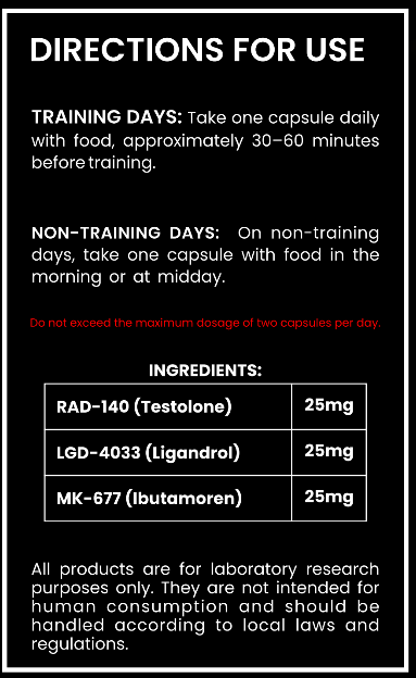 Intermediate Muscle Stack – RAD-140, LGD-4033 & MK-677 75mg Capsules