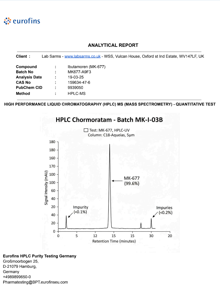 MK-677 (Ibutamoren) Powder 2g – Lab-Grade Growth Hormone Support for Research